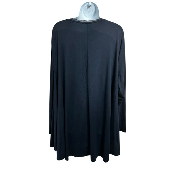 Lane Bryant Navy Blue Swing Top Sz 26/28 (4X) Long-Sleeve Lace Neckline Blouse - Picture 6 of 6